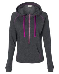 Women's Half-Zip Triblend Hooded Pullover Sweatshirt